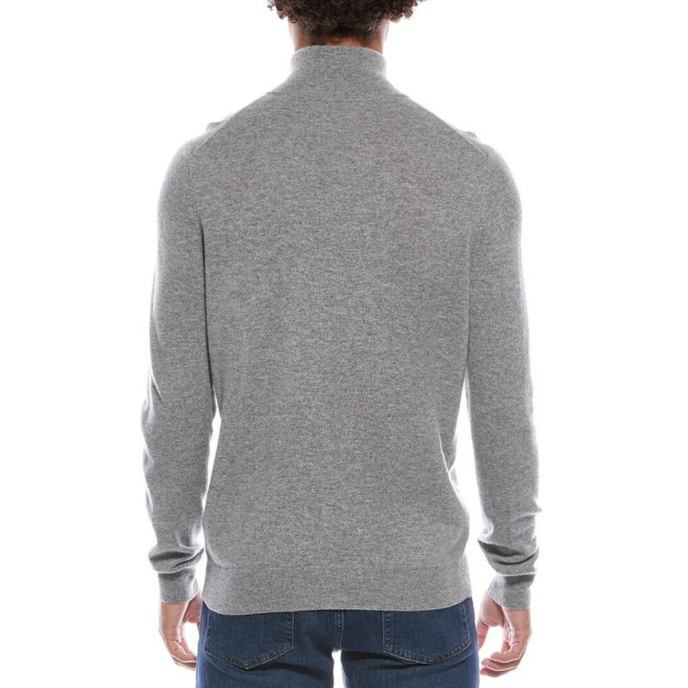 Amicale Cashmere Mens  1/4-Zip Cashmere Sweater, Gray - Picture 2 of 3